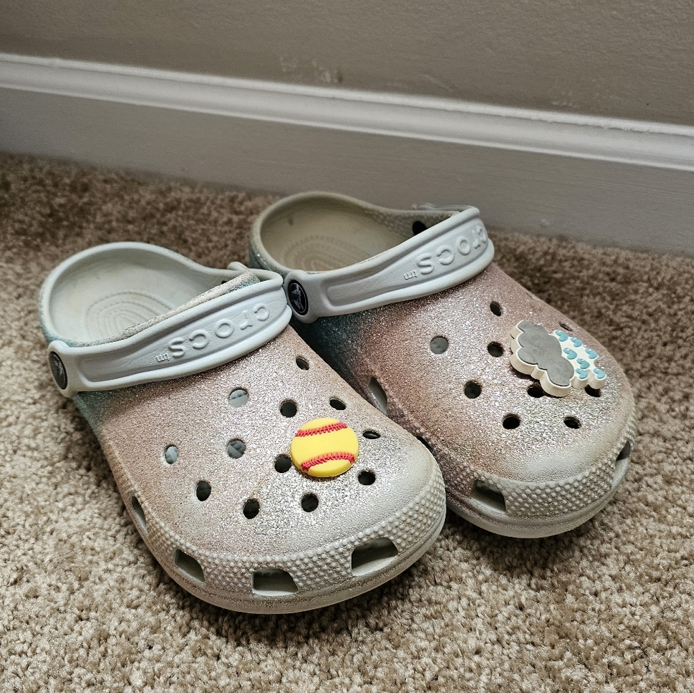 Crocs Kids Glitter Clogs - Silver J-1